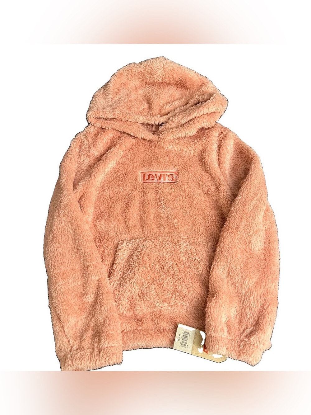 New Levi’s Pink Embroidered Fuzzy Hoodie Kids Size M